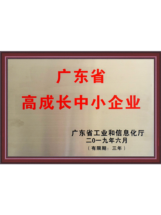 广东省高成长中小企业证书